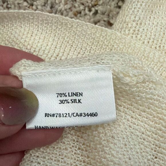 Eileen Fisher Linen Silk Open Knit Sweater Top Womens L Ivory Lightweight - Picture 6 of 6